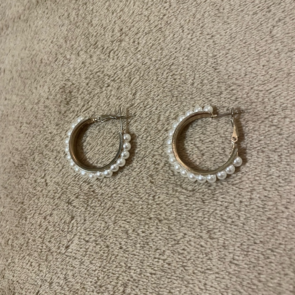 Elegant Pearl Hoop Earrings